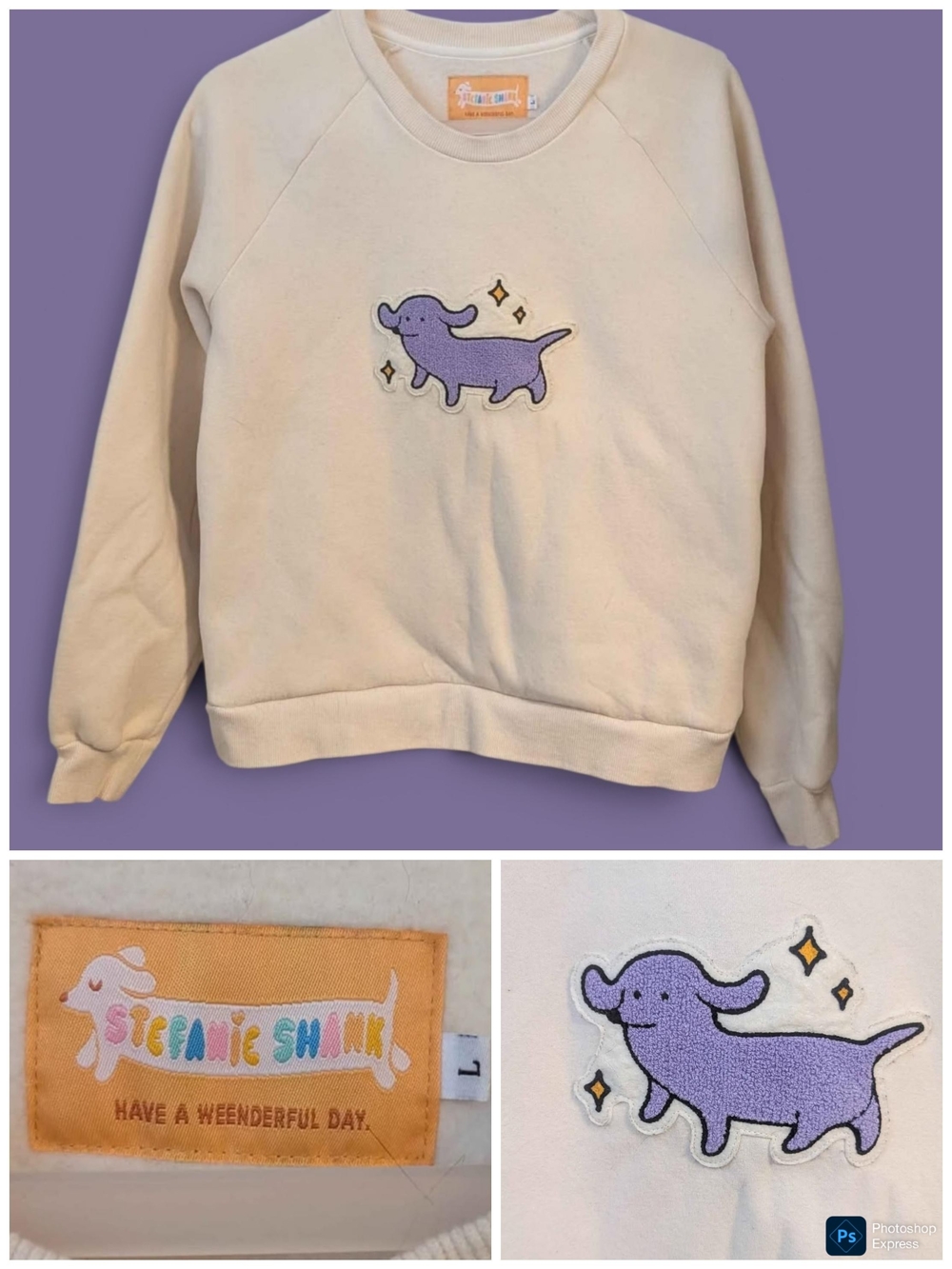 Stephanie Shank Lilac Weener Dog Sweatshirt